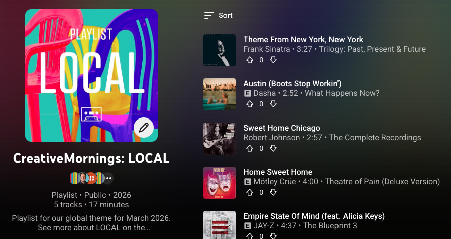CreativeMornings local playlist