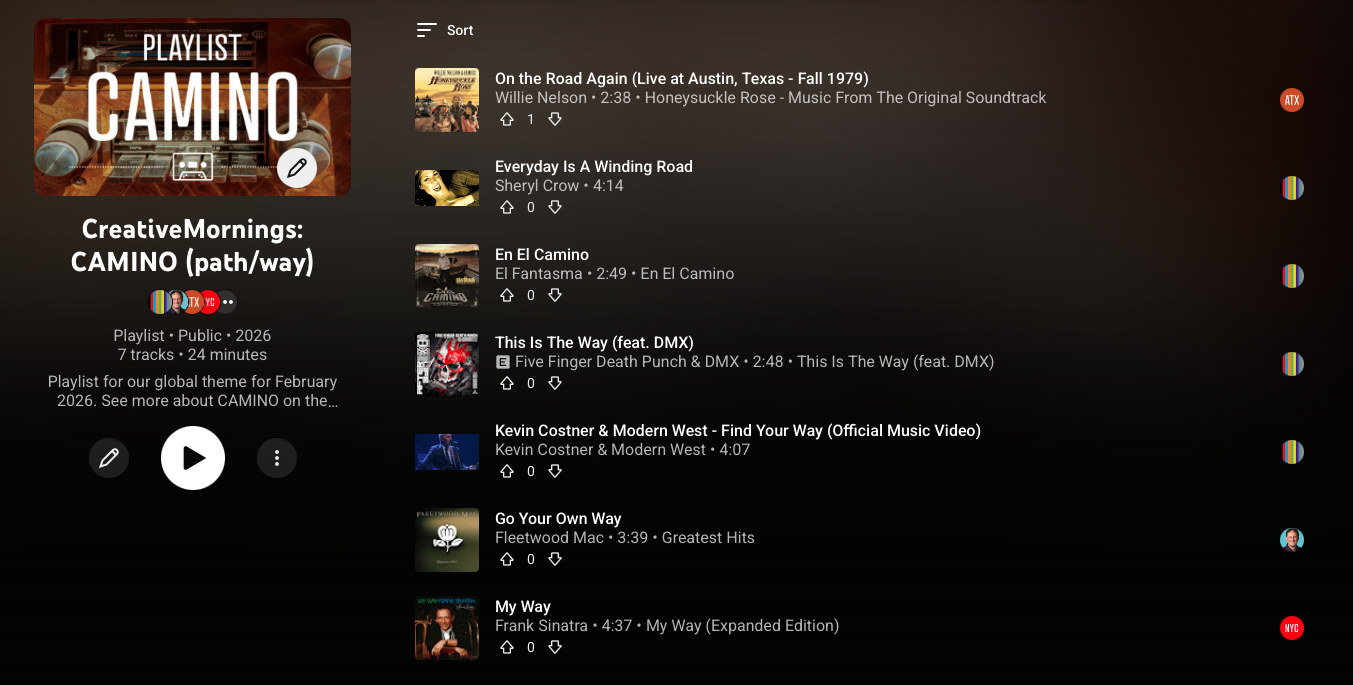 CreativeMornings camino playlist